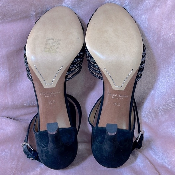 Ralph Lauren Purple Label Velia Embellished Goat-Suede Sandals Sz. 40 - Picture 14 of 16